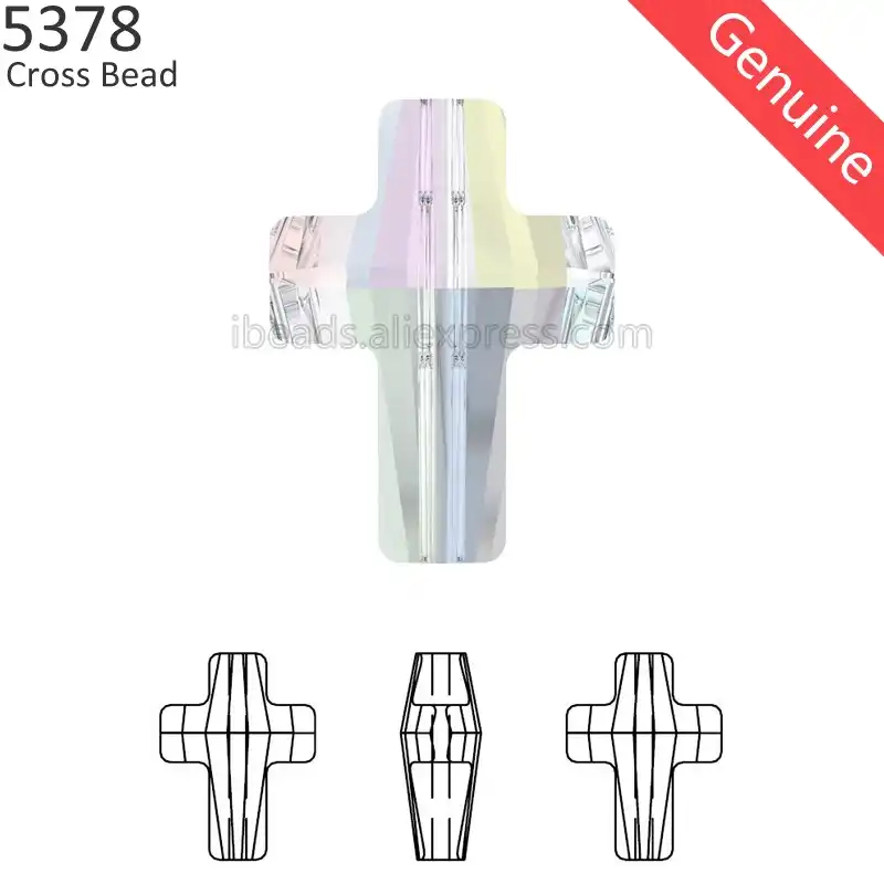 Swarovski Crystal Glass Beads Cross 5378 Clear 14mm
