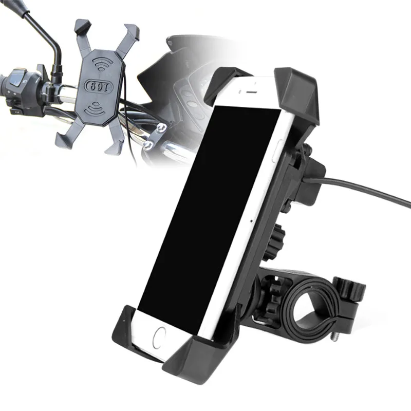 

Motorcycle Charger Universal Cell Phone Mount Holder Clamp with USB Charger For Electric Bicycle Scooter ATV GPS Holder