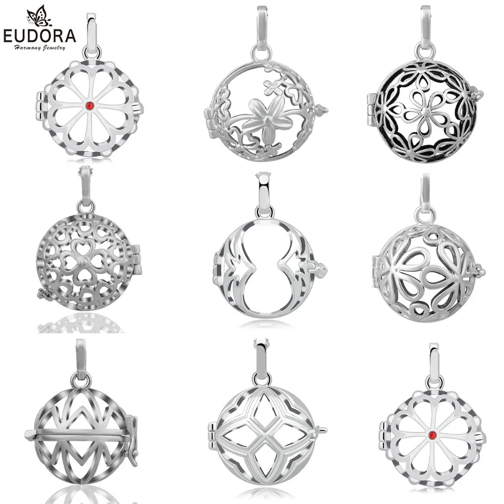 

EUDORA 12 Style 20mm Harmony Bola Locket Cage Pendant Essential oil Diffuser Lockets Charm Pendants 2022 Wholesale 5PCS/Lot