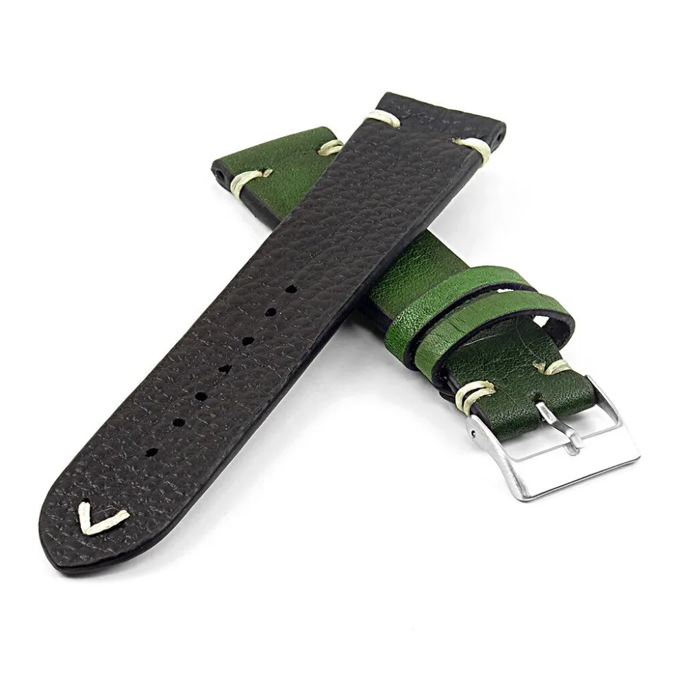 Onthelevel Handmade Strap Vintage Leather Mens Watch Band w/ Minimal Hand Stitching Stainless Steel Buckle High Quality 2019 new