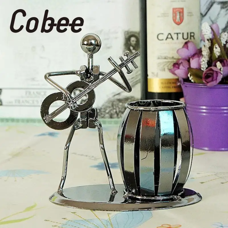 

Cobee Metal Music Man Pen Holder desk pen holder Storage Bookshelf Desk Decor Tool Children gift desk organizer