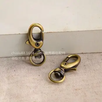 

50pcs/lot Vintage Metal Luggage bag Dog buckle Snap hook,Bag hanger Lobster Clasp DIY Sewing handmade Key chain buttons AU849