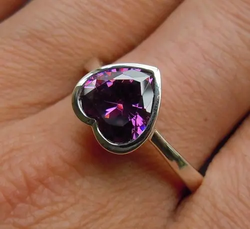 Женские Фиолетовый Циркон Серебро 925 пробы кольцо
