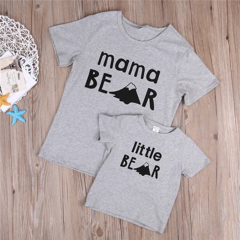 

Couple T-Shirt Women Mama Baby Kid Bear Matching Shirt Family Clothes Tee Top US