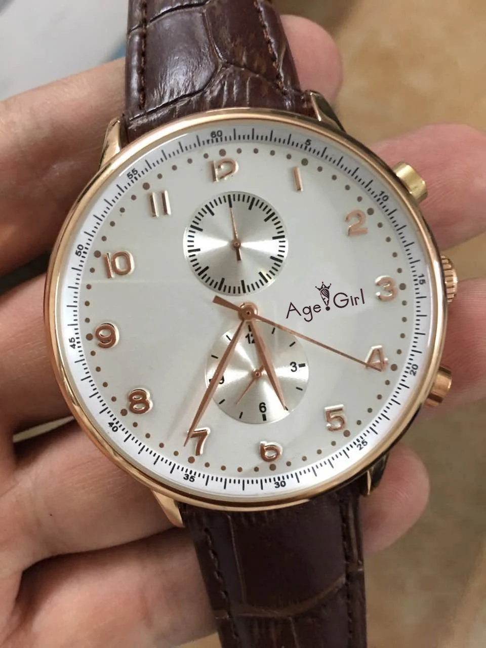 

Luxury Brand New Men's Automatic Mechanical Watches Self wind Black Brown Leather Portugueses Stainless Steel Rose Gold White