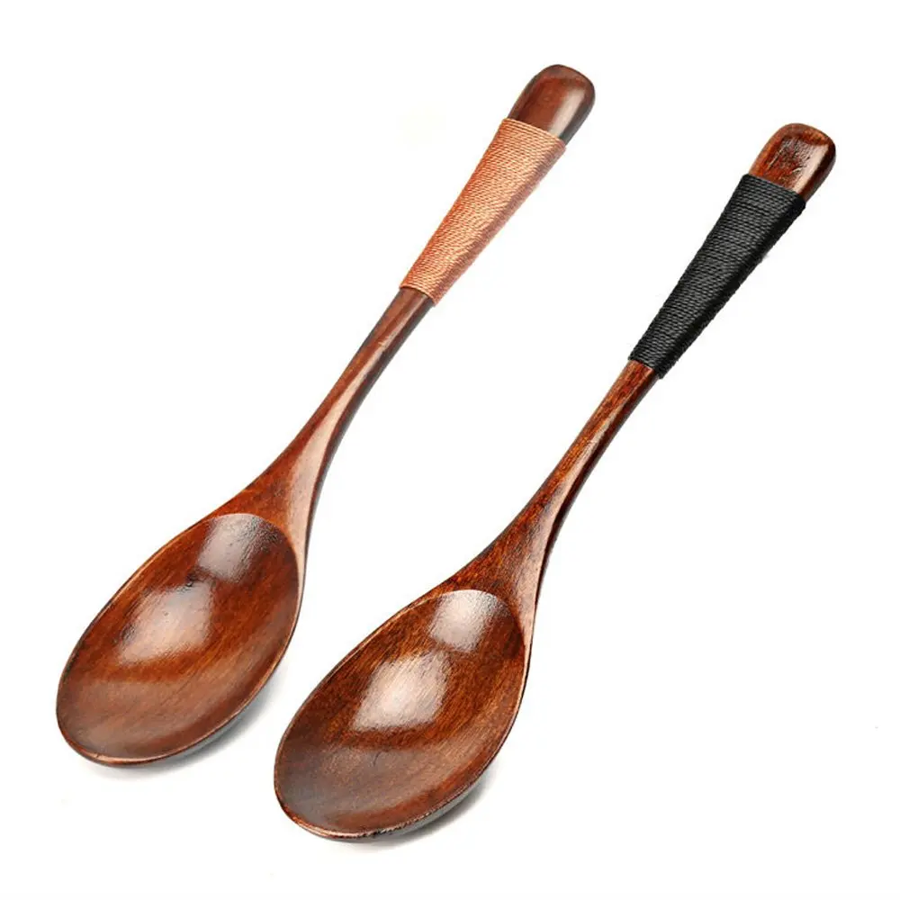 Деревянные ложки большой длинной ручкой ложка детская столовые приборы: деревянные ложки и десертная ложка для риса, супа кофр Чай смешивание посуда