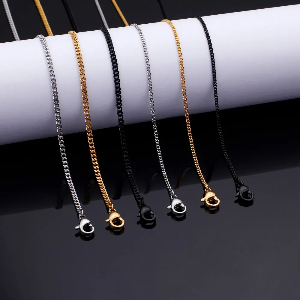 2/3 мм ширина мини кубинские цепи ожерелье для мужчин женщин золото/серебро/черный Мода длинный, унисекс ожерелье s