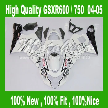 

Fairing kits for SUZUKI GSXR 600 K4 GSX-R600 GSX-R750 04 05 white black GSXR600 04 05 GSXR 750 K4 04 05 fairings #23DDA