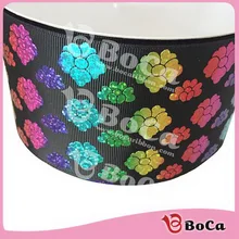 " черный с радугой цветочный голограмма Фольга печатных полушерстяной лентой принять заказ