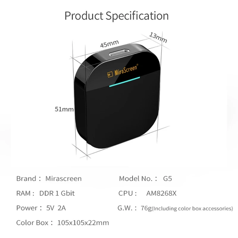 2 4G/5G WiFi ТВ ключ беспроводной экранный преобразователь 1080P высокой четкости Plug and