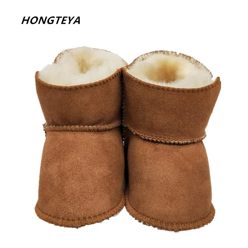 

Hongteya winter Genuine Leather baby girls boys shoes boots infants warm shoes fur wool baby booties Sheepskin baby boots color
