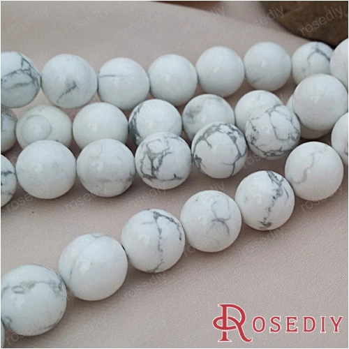 

Wholesale Diameter 10mm Round Natural White Turquoise Stone Howlite Beads Diy Jewelry Findings Roughly 35 pieces(JM6748)