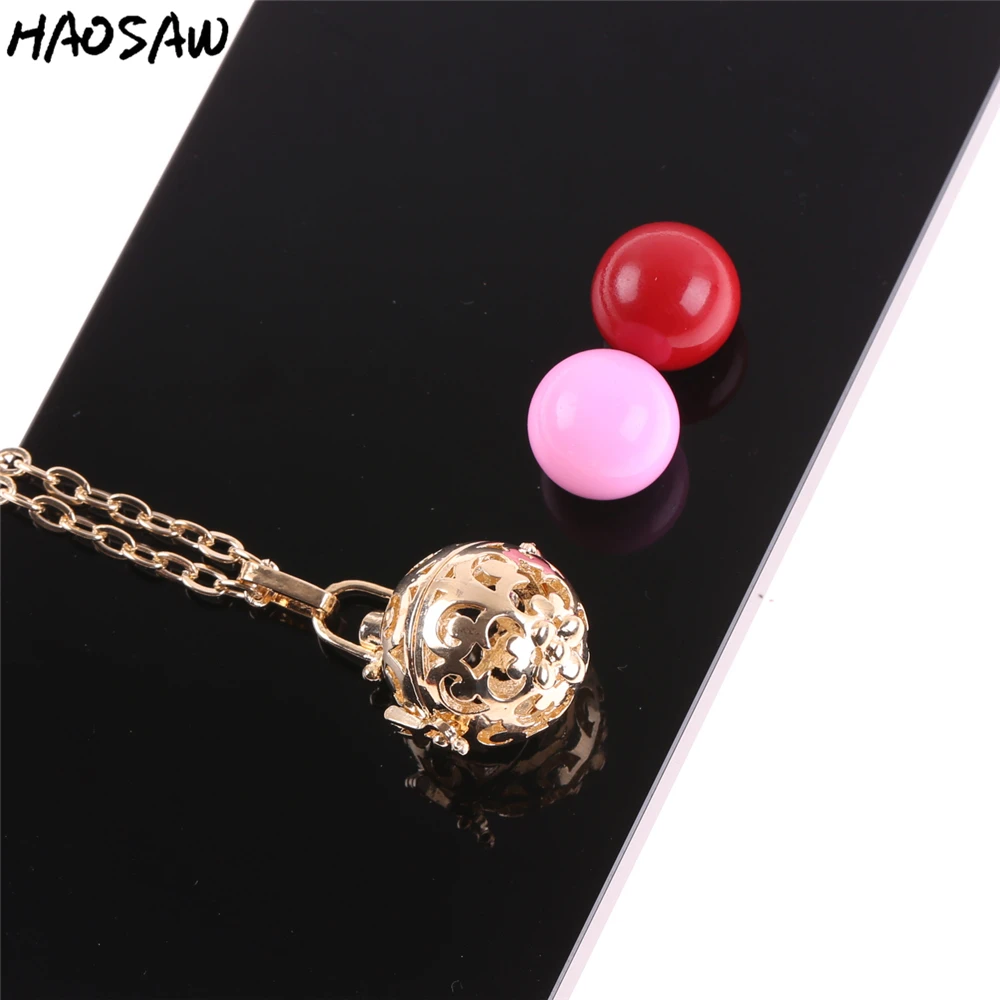 Gold//Silver Flower Hollow Magic Box Musical Necklace Pendant Color Beads Women