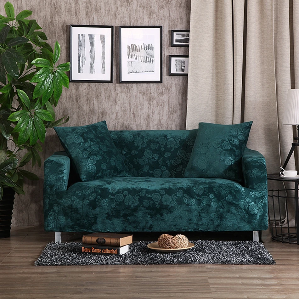 Зеленый Эластичный чехол на диван, чехол для дивана, полиэстер, плотный Уголок/диван, чехол для дивана, сплошной цвет, l форма, чехлы для кресел, плюш