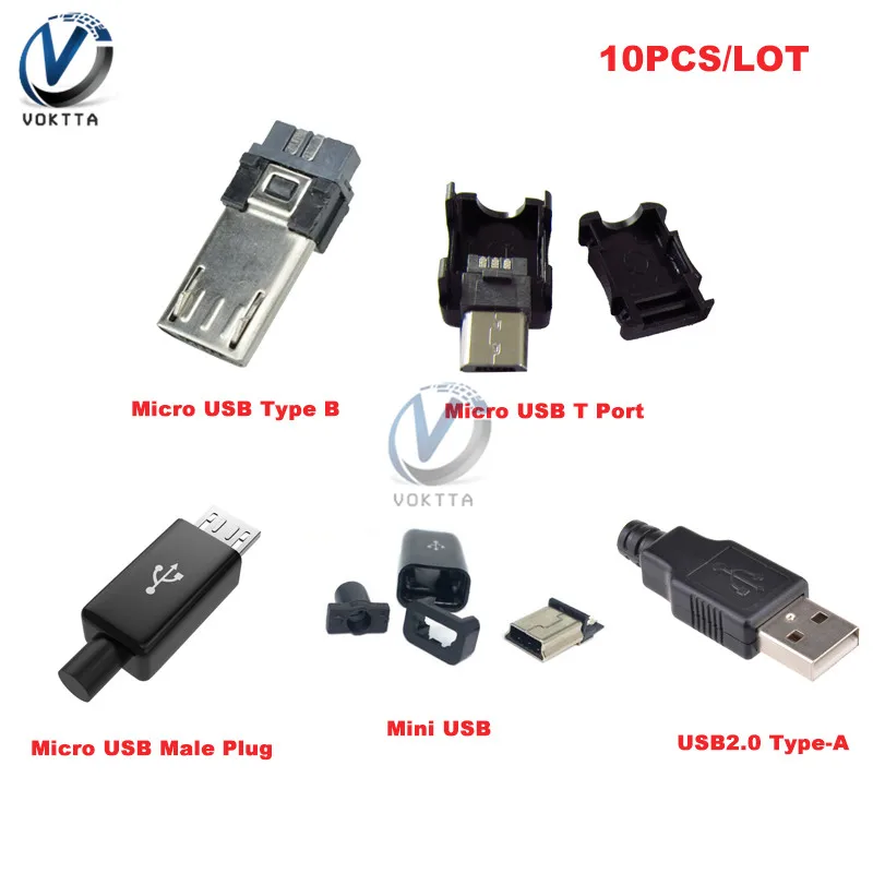 10 шт./компл. DIY Micro USB сварочный Тип Папа 4 Pin 5 T порт штекер разъем 2 0 Type A