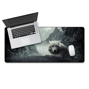 

QQQRGB 90X40cm Wolf mouse pad Cold-blooded Animal Series Make your computer desk handsome Harmless natural rubber washable mat