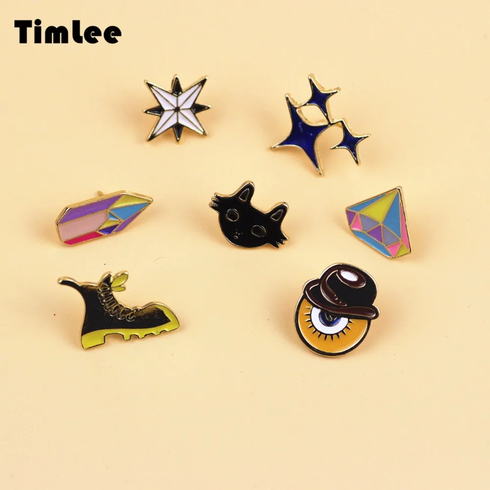 

Timlee X201 Cute Cat Shoes Eye Design Metal Brooch Pins Gift Wholesale