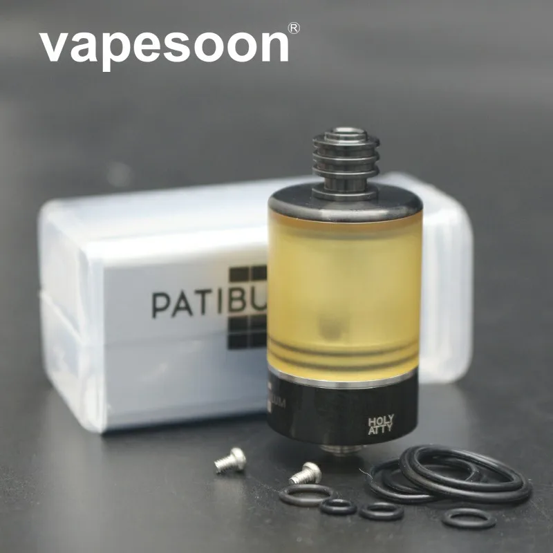 

Patibulum Style RTA 3.5ml MTL RTA Tank 22mm Atomizer Single Coil Cooling Drip Tip PEI Tube e-Cigarette