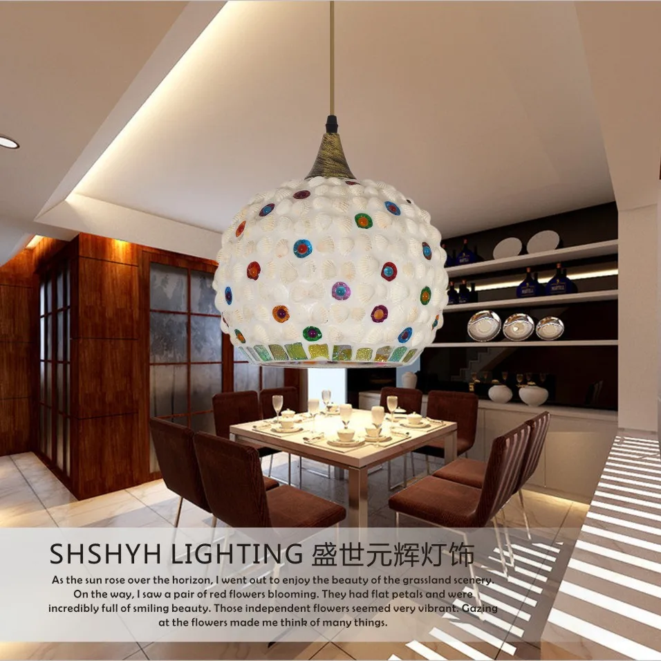 

Bohemia mouth shell glass shade pendant lamp aisle dining room bedroom single head