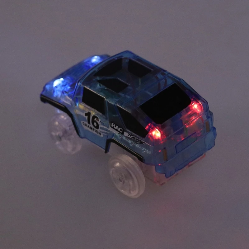 Coche de juguete LED para DIY pista mágica milagrosa brillante en Dark Bend Flex Racing Año Nuevo regalos de cumpleaños-