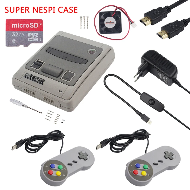 

Raspberry Pi 3B+ ( B Plus ) SUPER NESPI CASE Gaming kit + CPU Fan + 2 USB Ports Game Controller for Raspberry Pi 3 for Retropie