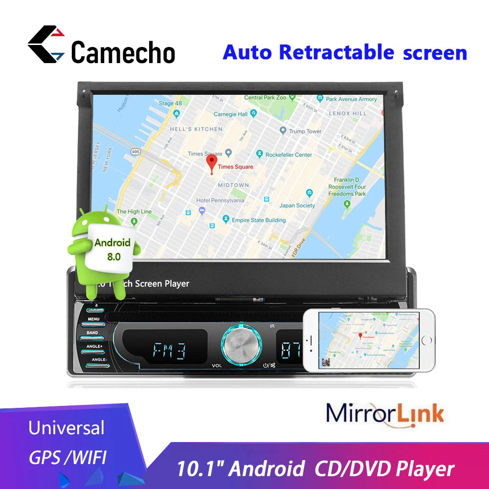 

Camecho Car Radio Android GPS Navigation 12V 1 din In-dash Autoradio Wifi Car Audio Stereo Universal DVD Player Rear View Camera