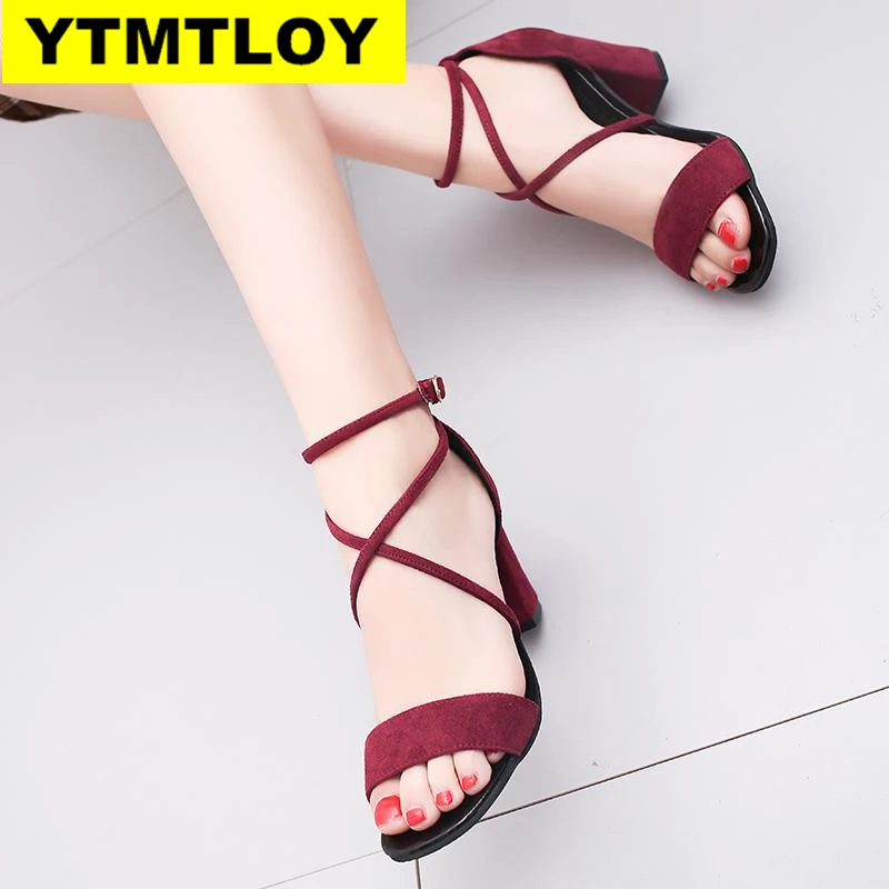 

2019 Summer Women Sandals Open Toe Women's Sandles Thick Heel Women Pumps Shoes Korean Style Gladiator Shoes High heel #H6