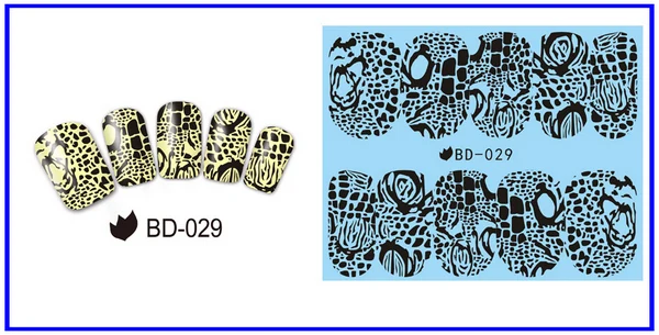 UPRETTEGO 12 упаковок/lot дизайн ногтей воды Наклейка ползунок наклейки черная черепаха оболочки куртка с принтом тигра и леопарда; кожи BD025-036