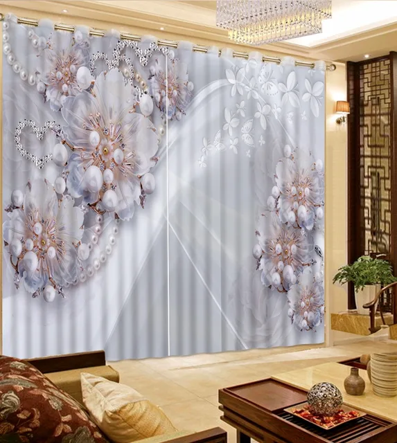 Mooie Luxe 3D Gordijnen Voor Kamer sieraden bloem Gordijnen ... Mooie Luxe 3D Gordijnen Voor Kamer sieraden bloem Gordijnen ...