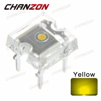 100pcs Flat Top LED Diode Piranha  Yellow 2V Water Clear Square Wide Angle Super Flux Light Emitting Diode LED Lamp Through Hole
