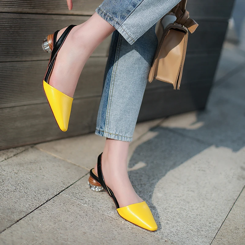 XiuNingYan/женские босоножки; летние туфли из натуральной кожи; туфли на высоком квадратном каблуке со стразами и ремешком сзади; модельные женские туфли; большие размеры 33-41