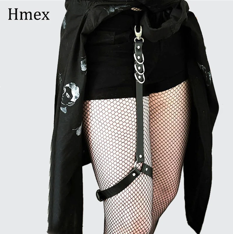 Punk Leather Harness Thigh Straps Leg Garter belt Stocking women Underwear Body Bondage Cage High Waist Suspenders party jewelry