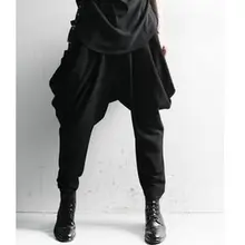 27-44 г. Новая мужская GD стилист Модные шаровары конические брюки загрузки вырезать джинсы Брюки Большие размеры костюмы