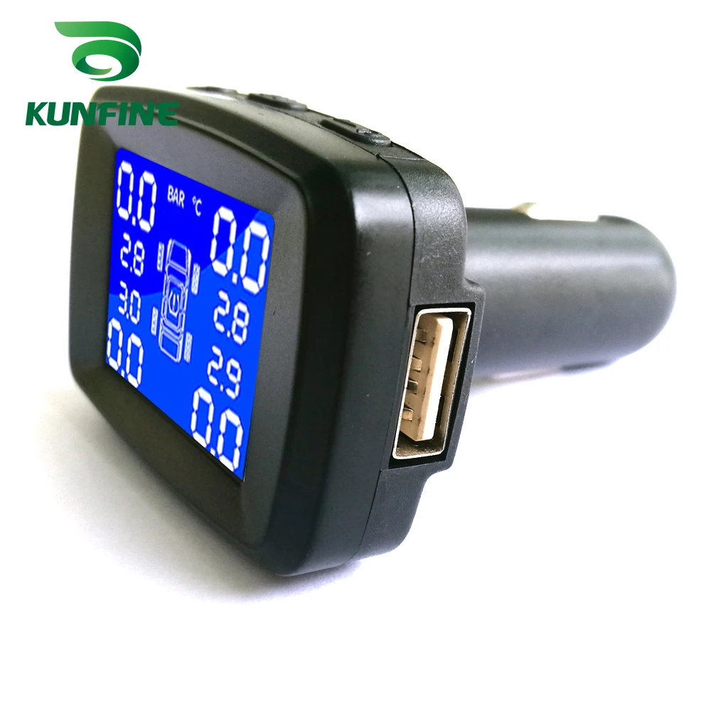 Smart Car TPMS Tyre Pressure Monitoring System Cigarette Lighter Digital LCD Display Auto Security Alarm Systems With 4 Sensors C (3)