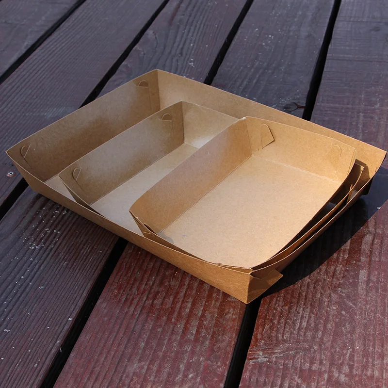 100 шт № 4-7 Экологичная жареная курица попкорн десертная коробка, еда для вечеринки пакет, одноразовые хот-дог/барбекю крафт-бумажные коробки для фаст-фуда