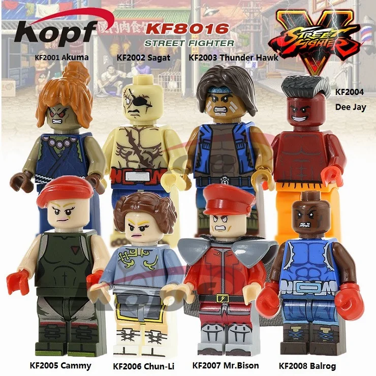 

Street Fighter Super Heroes Akuma Sagat Thunder Hawk Chun-Li Cammy Mr. Blson Balrog Building Blocks Children Gift Toys KF8016
