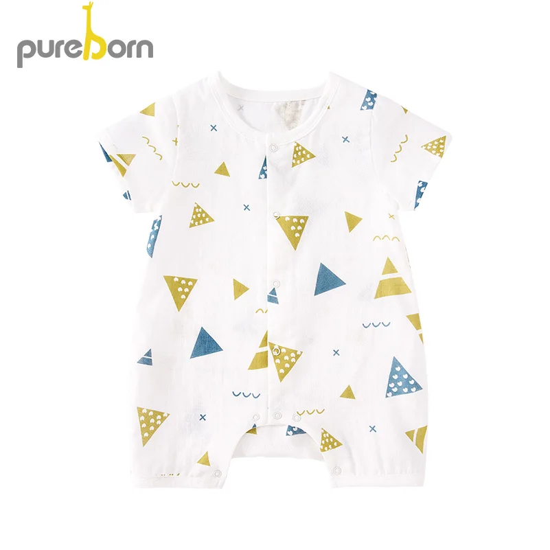 

Pureborn Baby Summer Clothes Toddler Infant Baby Boys And Girls Romper Cotton Cartoon Short Sleeve Jumpsuit Playsuit