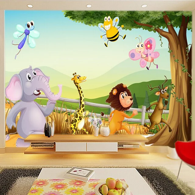 Wall Mural Wallpaper aliexpress : buy cartoon 3d wallpaper forest zoo wall murals Wall Mural Wallpaper aliexpress : buy cartoon 3d wallpaper forest zoo wall murals