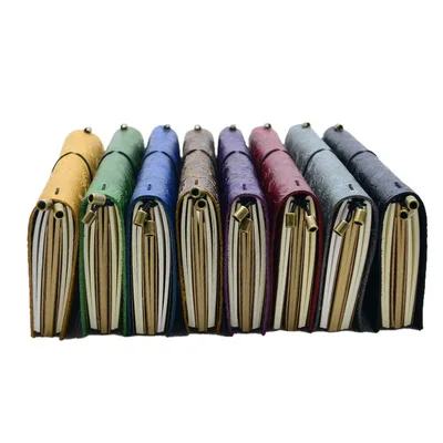 

100% Genuine Leather Creative vintage leather strap notebook Travel notepad Loose-leaf journal book can be customized LOGO