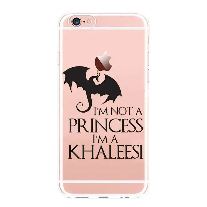 Прозрачная игра Throness Phone Чехол для iPhone 6 6 S 7 7 Plus 5 5S SE 8 8 Plus я не принцесса я KHALEESI мягкий для iPhone X - Цвет: TPU