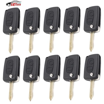 

KEYECU 10 Pcs/lot Modified Folding Remote Key Shell Case Fob 2 Button CONVERSION for Peugeot Partner Boxer Citroen Saxo Xsara