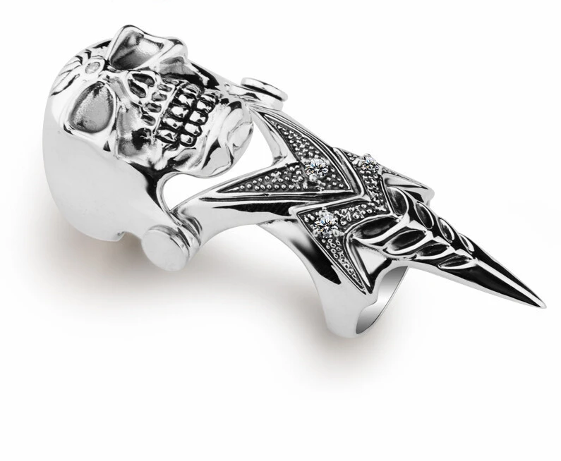 925 sterling silver vintage skull knuckle rings for men Warrior retro