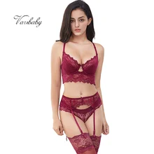 Varsbaby сексуальный кружевной пуш-ап бюстгальтер набор нижнего белья+ трусики+ подвязка+ чулки+ y-образные ремни 5 шт. для женщин