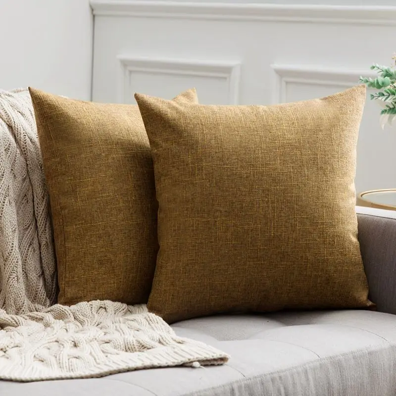 Декоративные поясничные наволочки для подушек в деревенском стиле, льняные наволочки для подушек, винтажные декоративные наволочки для дивана и дивана - Цвет: Brown