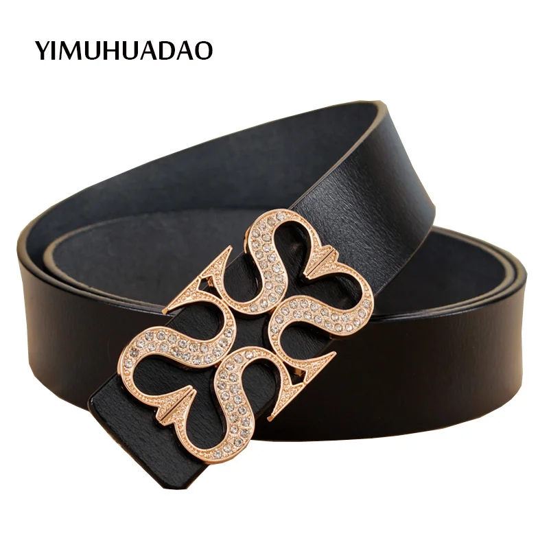 Hot trendy belts customized buckle with dimonds fashion moderate width