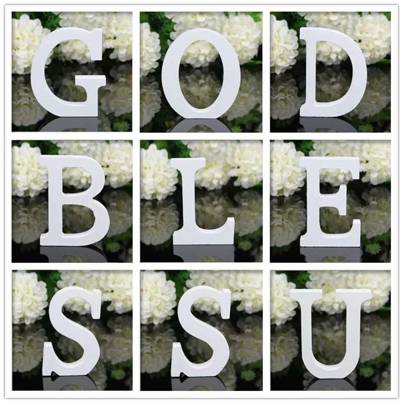 

1Pc 8X6CM White Wooden Letter English Alphabet DIY Personalised Name Design Art Craft Free Standing Heart Wedding Home Decor