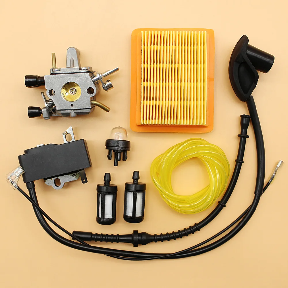 Carburetor Ignition Coil Primer Bulb Air Filter Fuel Hose Tune Up Kit Fit STIHL FS120 FS200 FS250 Trimmer Brushcutter Carburetor Ignition Coil Primer Bulb Air Filter Fuel Hose Tune Up Kit Fit STIHL FS120 FS200 FS250 Trimmer Brushcutter