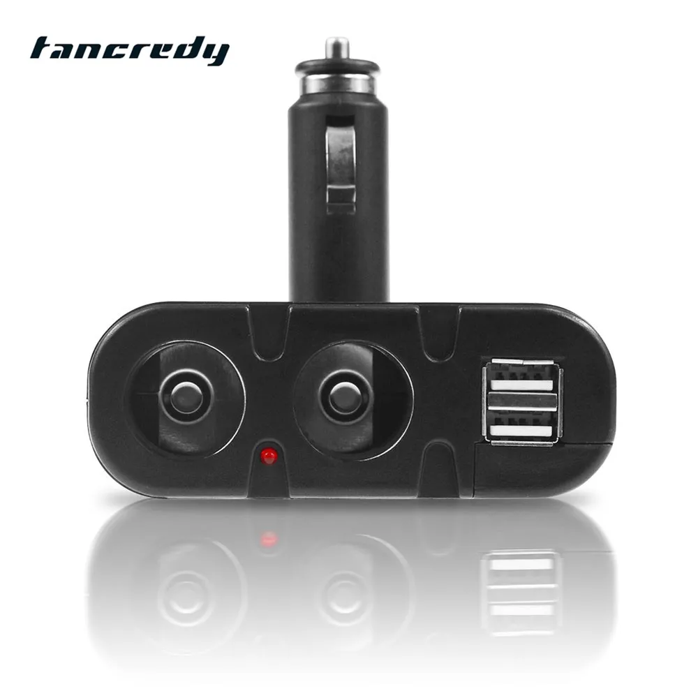 Dual USB Car Charger + Dual Cigarette Lighter Charger 12V ...
