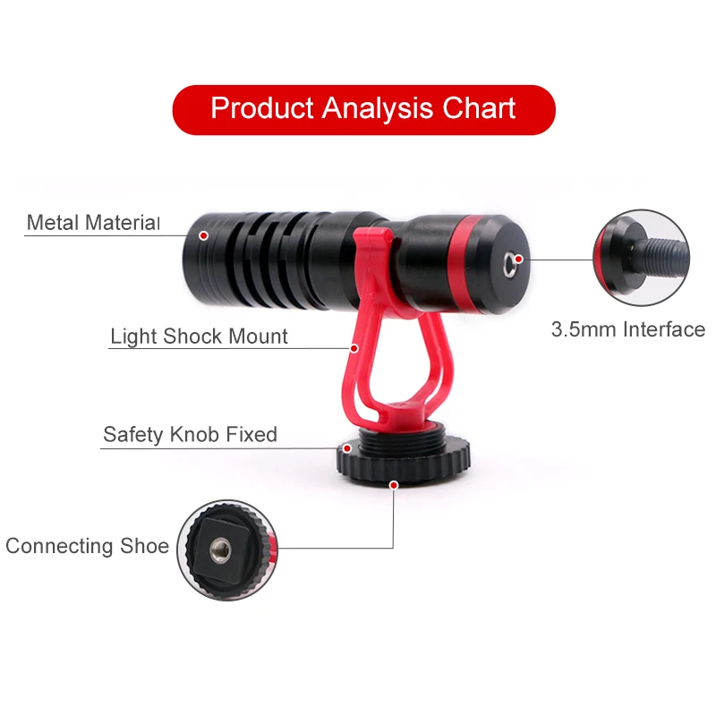 Микрофон DSLR видеомикрофон для Youtube запись влогов микрофон iPhone HuaWei DJI Osmo Mobile 4 3 2 ZHIYUN
