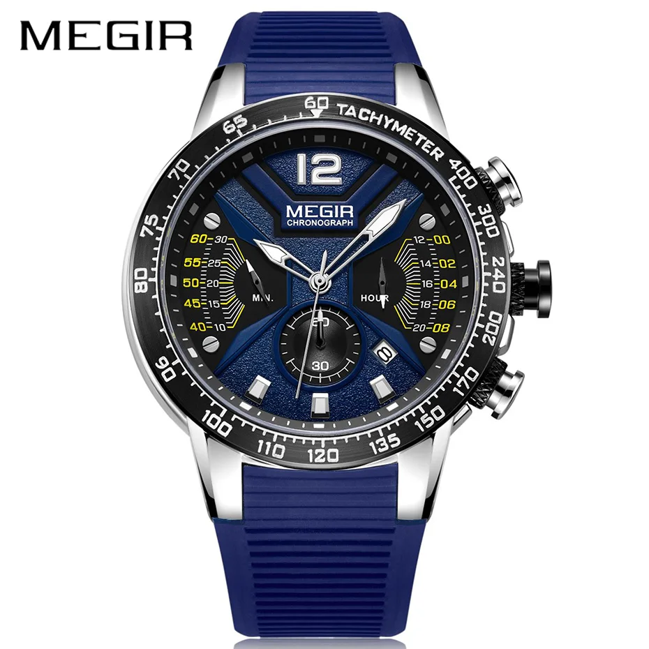

MEGIR Erkek Kol Saati Sport Watch Men Military Fashion Silicone Male Wrist watches Chronograph Casual Quartz Watches Mens Clock